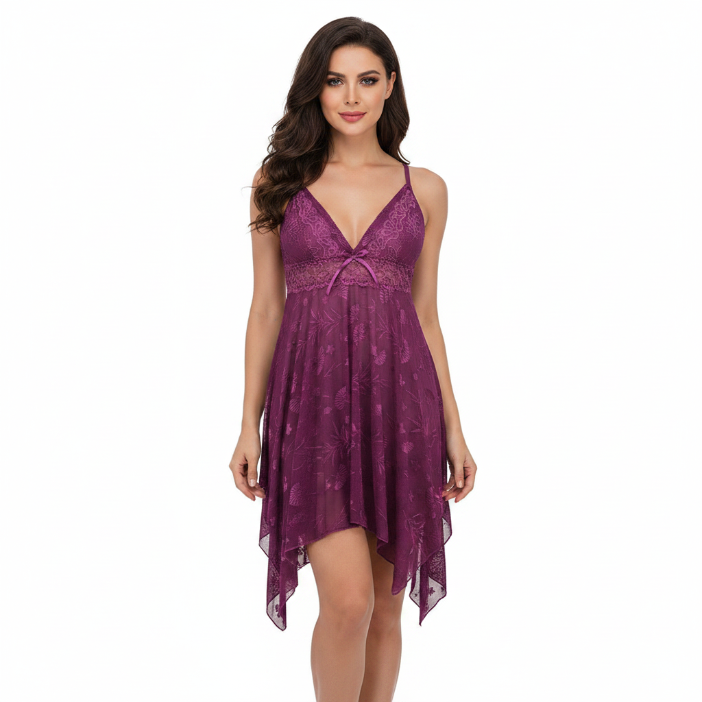 SARI NIGHTY SINGLE SHORT LNG5-4401 PURPLE FREE
