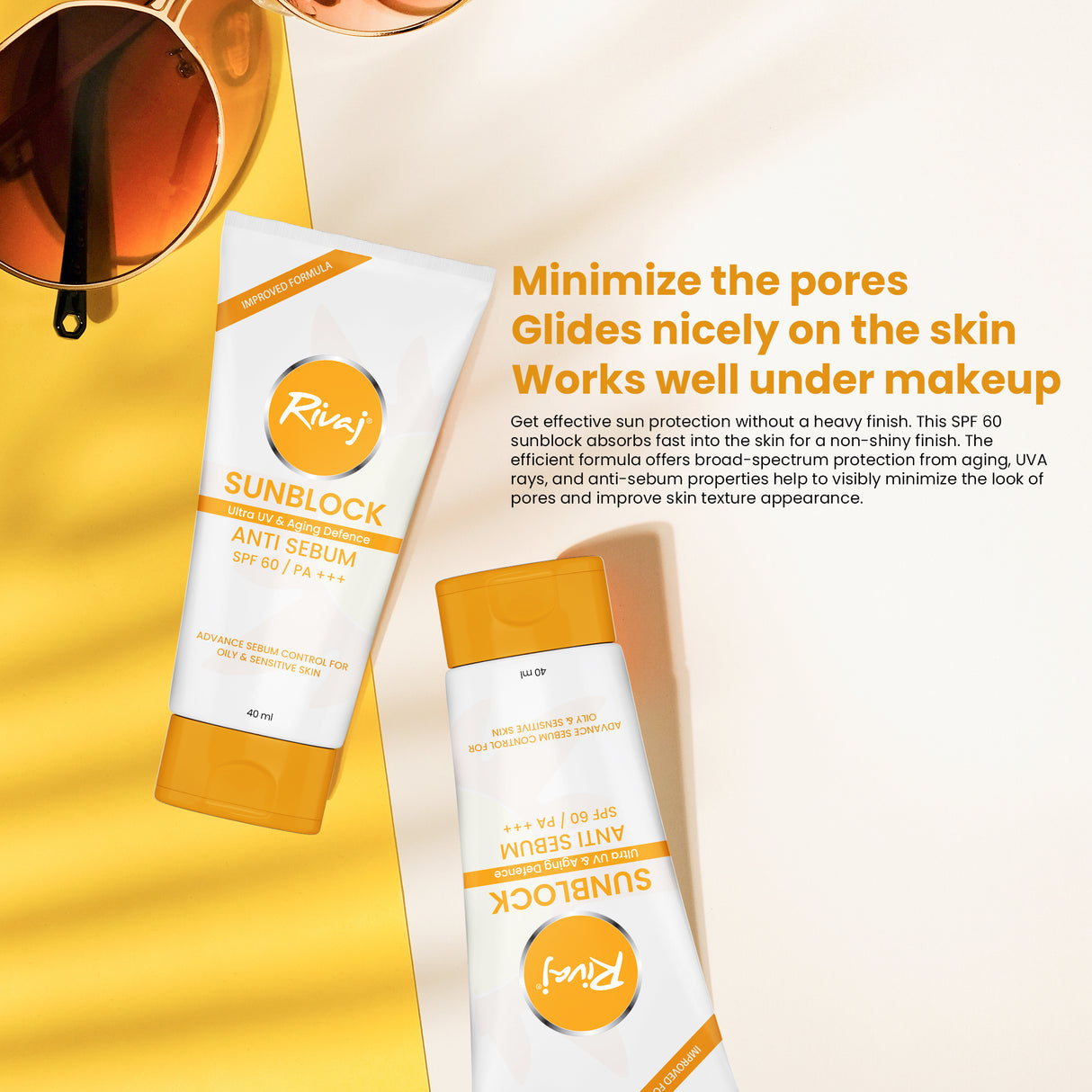 Rivaj SPF60 Anti-Sebum Sunblock (40ml)