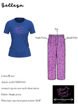 Belleza Lingerie Crew Neck C/Jersey Pajama Set  0105-Multi