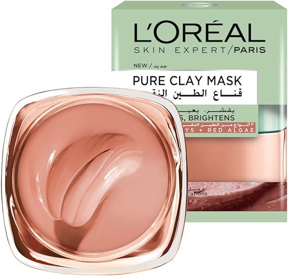 Loreal Pure Clays+Red Algae Exfoliates Brightens Mask 50Ml