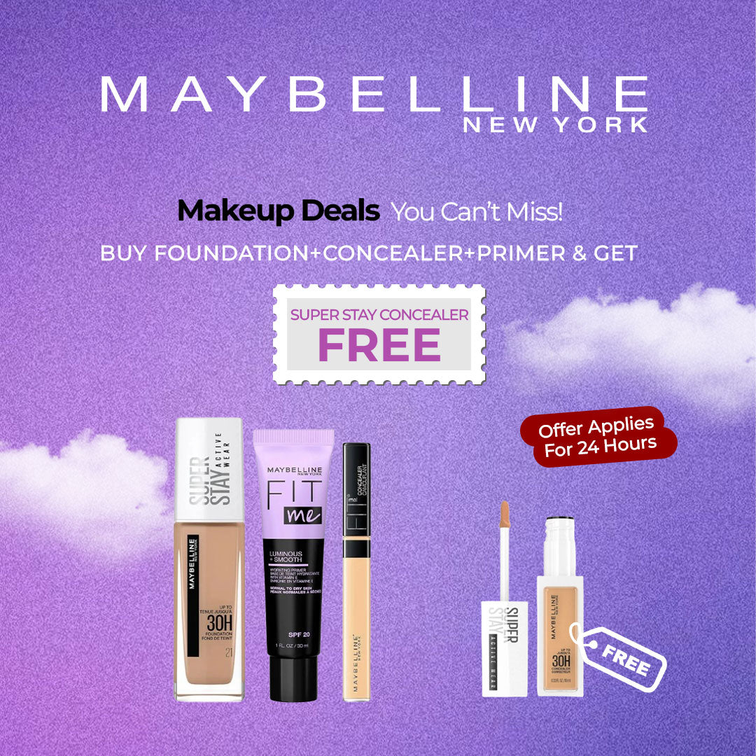 Maybelline Bundle Offer: Foundation + Concealer + Primer → FREE Super Stay Concealer!