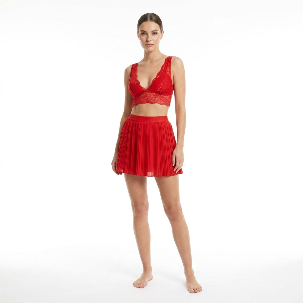 SARI NIGHTY 2-PC SET NIGHTDRESS LNG5-4405 RED L