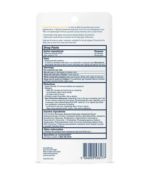 Cerave SPF50 Sunscreen Stick 0.47Oz