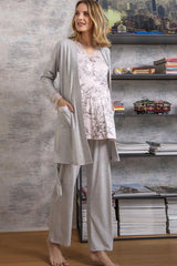 3 Pieces Nursing Pajama Suit With Robe - (MAN5543) RIOS