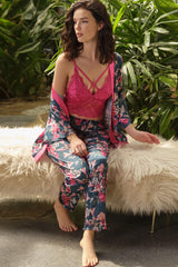 3 Pieces Set Bra,Pajama,Robe - (MAN5641) RIOS