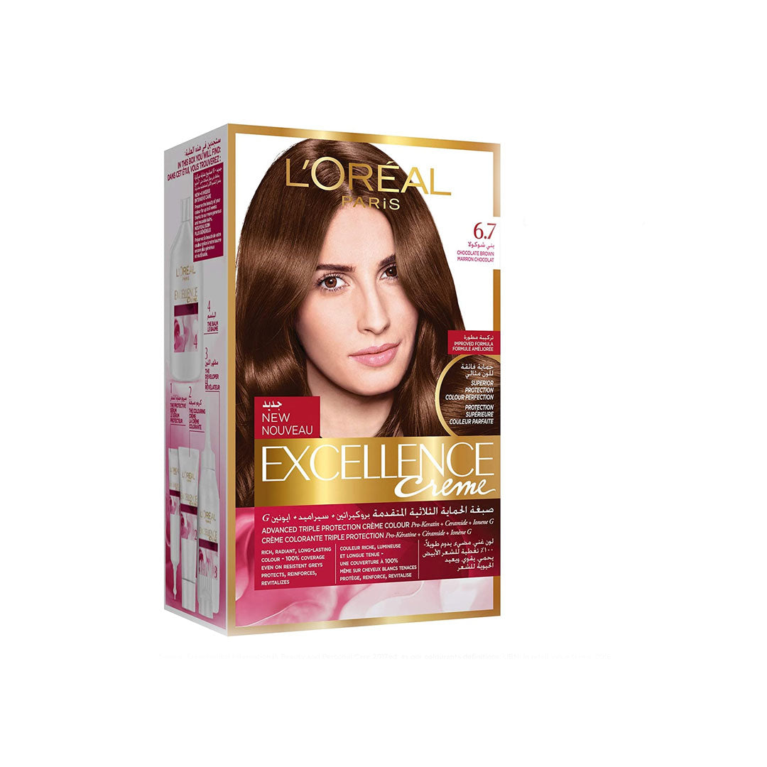 Buy Loreal Excellence Creme - 6.7 Chocolate Brown Hair Color, Hair ...