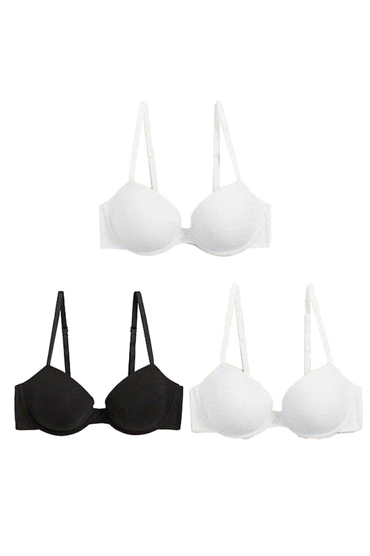 T330321 Lightly Padded With Wired Bra - White (Pack of 3) RIOS