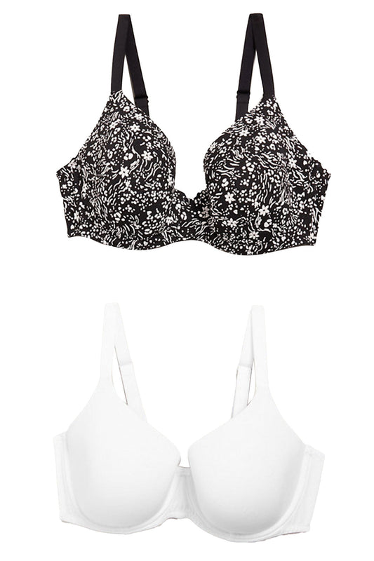 T333002 Lightly Padded Non Wired Bra - Black (Pack of 2) RIOS